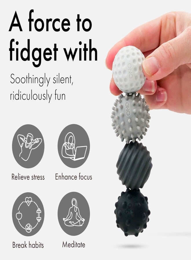 ONO Signets – Silicone Magnetic Balls with Textured Dimples, Bumps, and Waves | Fun to Play with Fidget Toy for Adults | Help Relieve Stress, Anxiety, Tension (Graphite, Set of 8) - Image 4